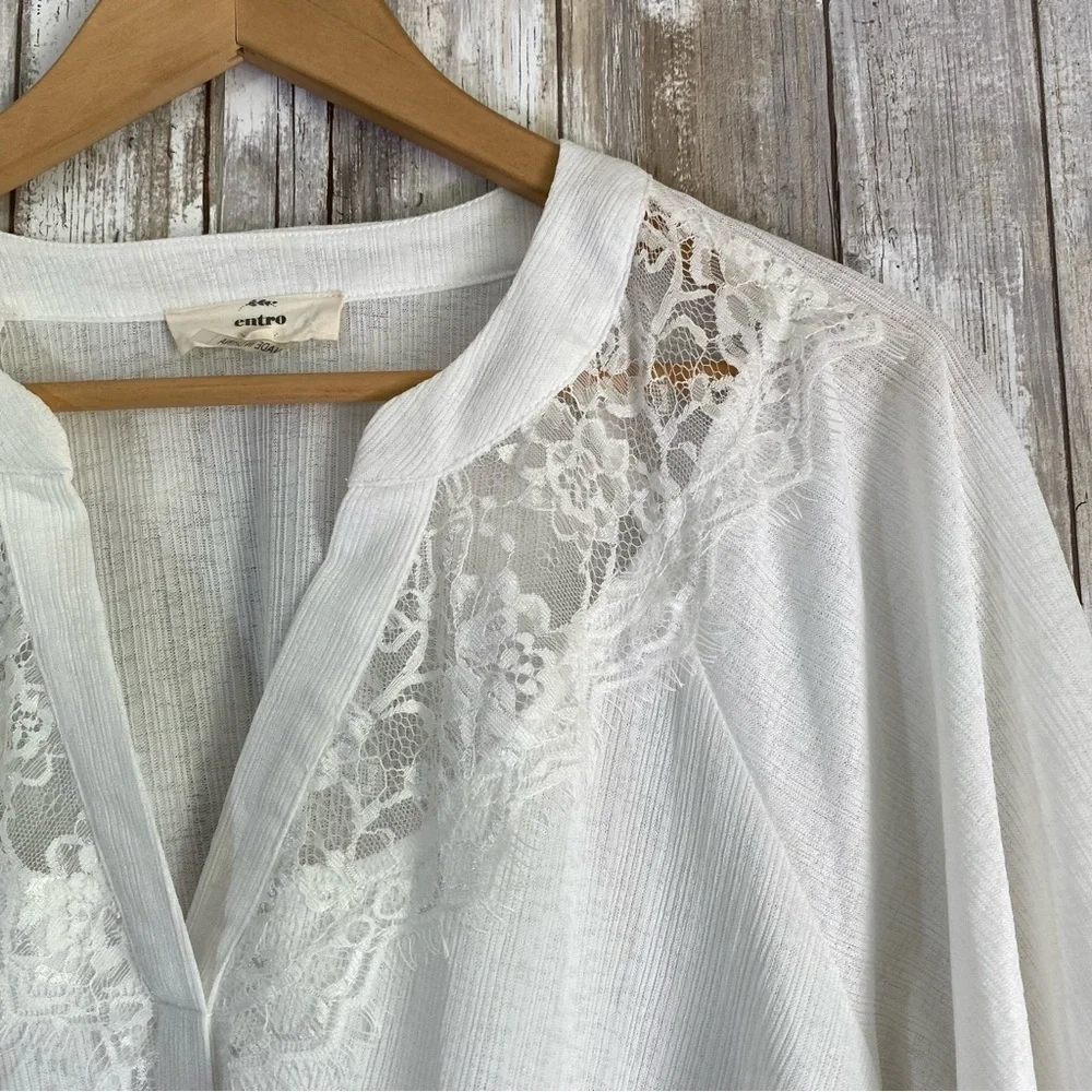 Entro White Oversized Lace Detail Blouse - Picture 4 of 5